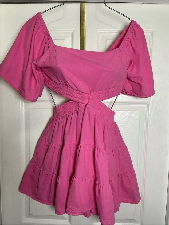 Shy velvet Dresses & Skirts - Shy Velvet Hot Pink Tiered Cutout Mini Dress